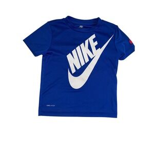 Kids Nike Dri-Fit Royal Blue T-Shirt Short Sleeve Graphic Tee Size 4T